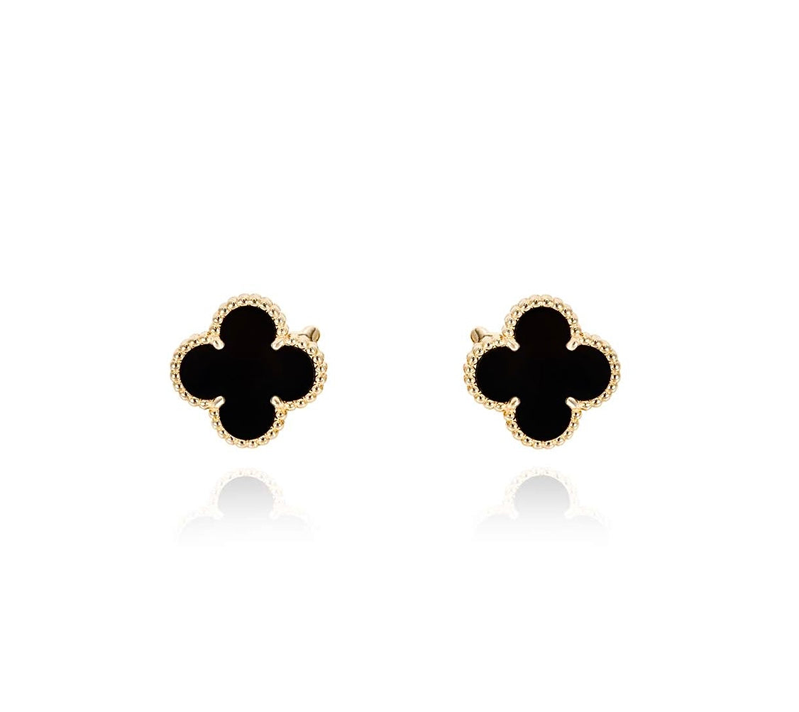 Onyx Clover Studs
