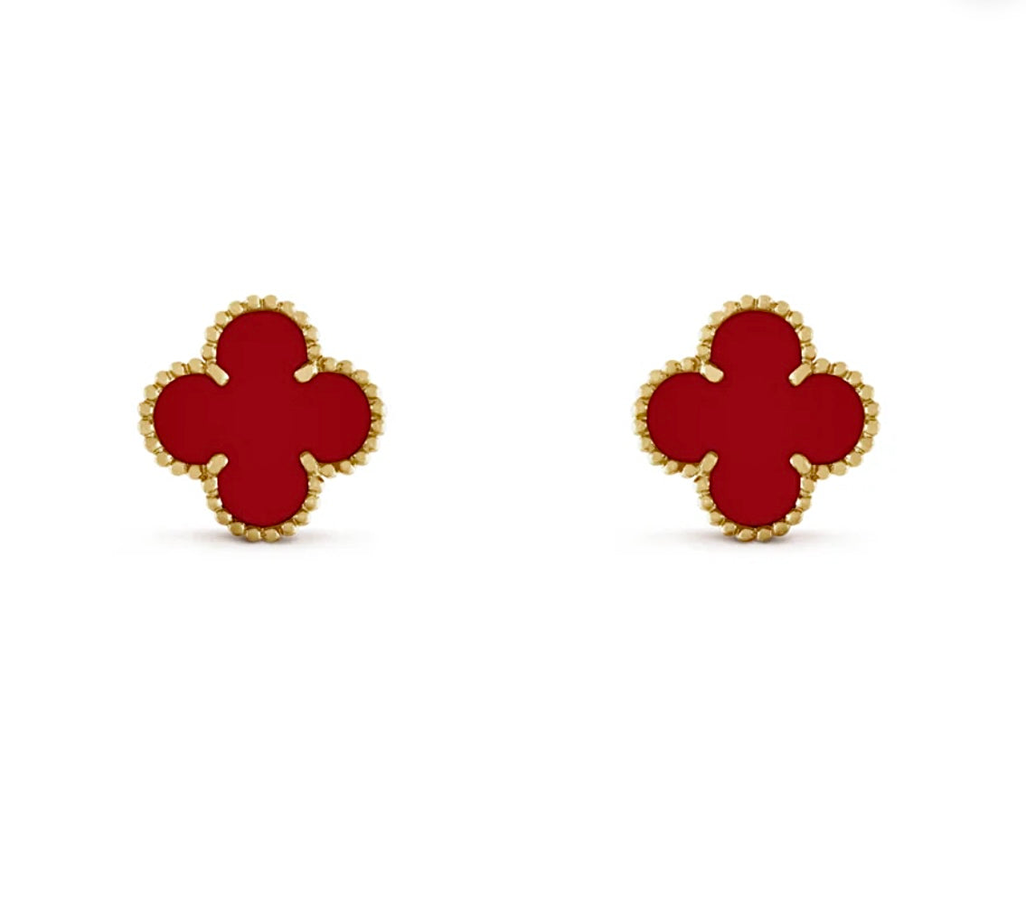Ruby clover earrings