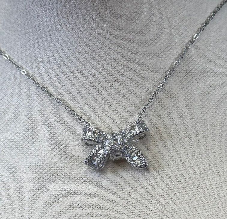 Bow Necklace - Silver