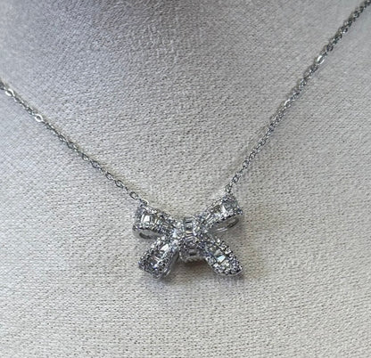 Bow Necklace - Silver